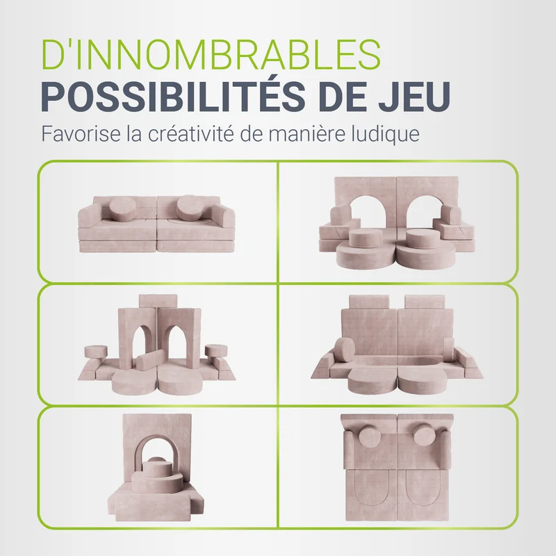 Canapé enfant Kayo en velours côtelé – modulable, lit d'appoint