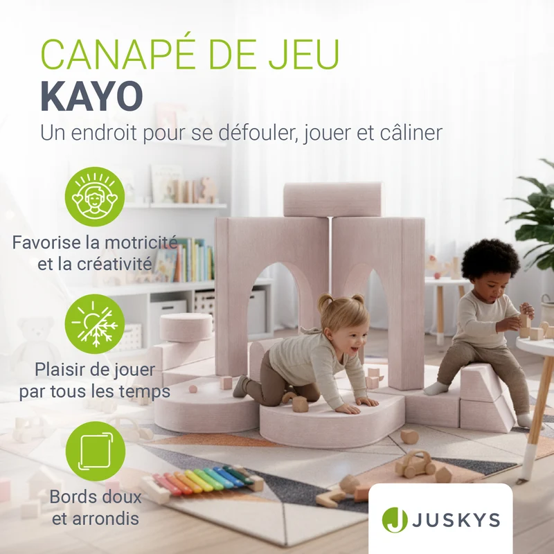 Canapé enfant Kayo en velours côtelé – modulable, lit d'appoint