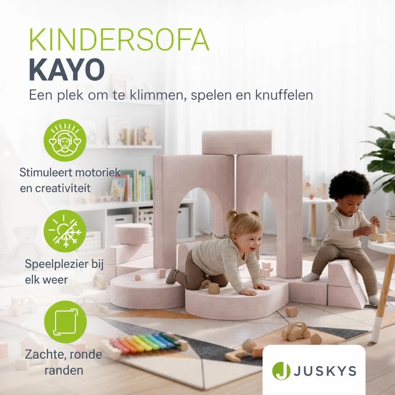 Canapé enfant Kayo en velours côtelé – modulable, lit d'appoint