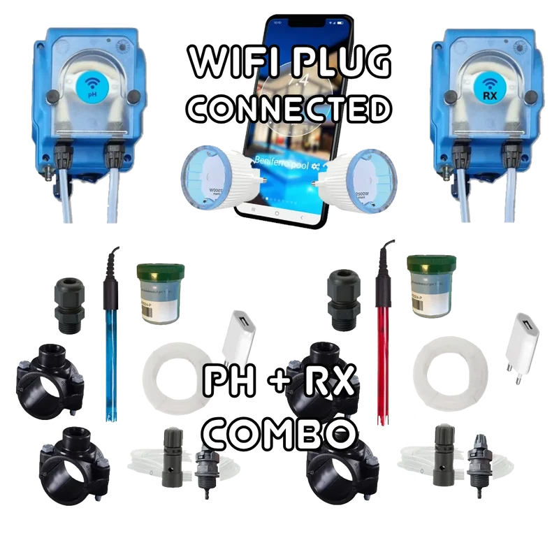 WiFiPOOL UNO-P pH + RX | Pompes doseuses MICRODOS | pilotage WiFi | kit complet | piscine jusqu'à 150m³