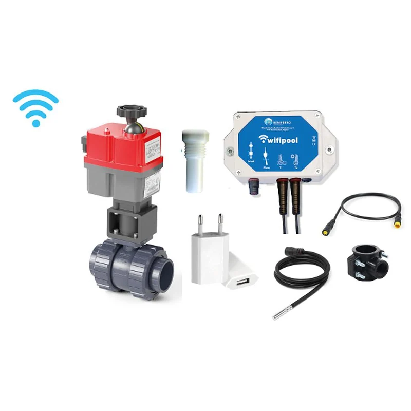 Vanne automatique WIFI 2 voies alésage 50 mm L avec module de contrôle de température TLF et capteurs de température (1 et 3 m) - type Hidro