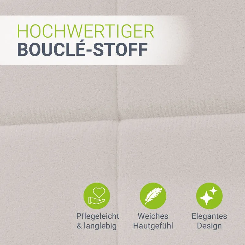 Lit rembourré Florenz en tissu bouclé – éclairage LED et sommier à lattes