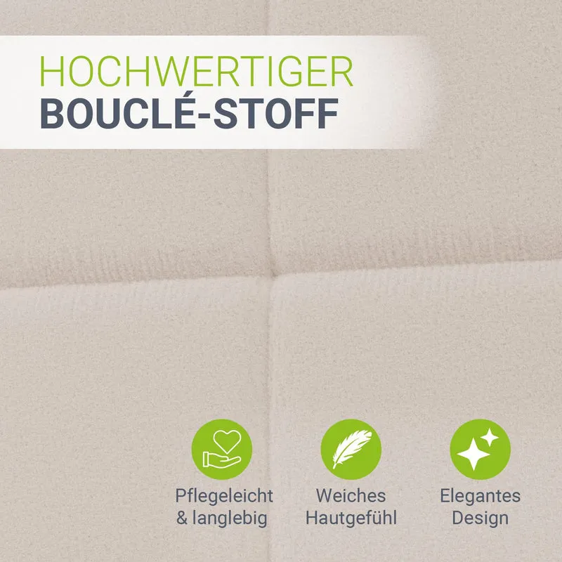 Lit rembourré Florenz en tissu bouclé – éclairage LED et sommier à lattes