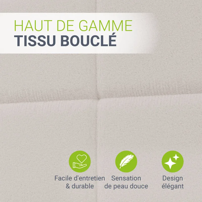 Lit rembourré Florenz en tissu bouclé – éclairage LED et sommier à lattes