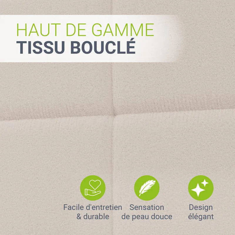 Lit rembourré Florenz en tissu bouclé – éclairage LED et sommier à lattes