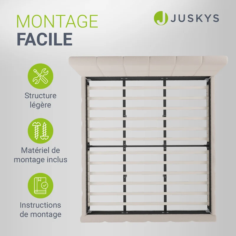 Lit rembourré Florenz en tissu bouclé – éclairage LED et sommier à lattes