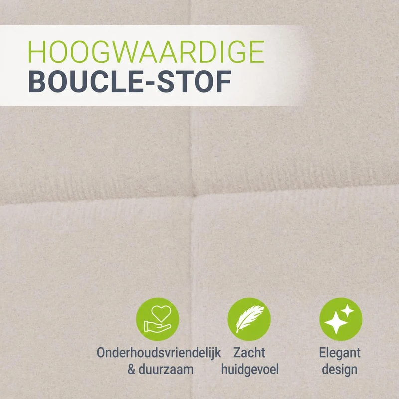 Lit rembourré Florenz en tissu bouclé – éclairage LED et sommier à lattes