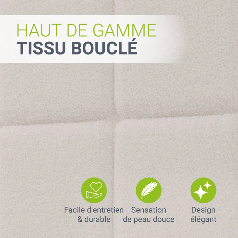 Lit rembourré Florenz en tissu bouclé – éclairage LED et sommier à lattes