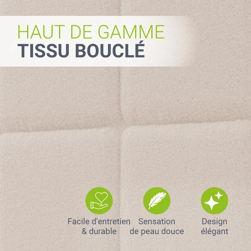 Lit rembourré Florenz en tissu bouclé – éclairage LED et sommier à lattes