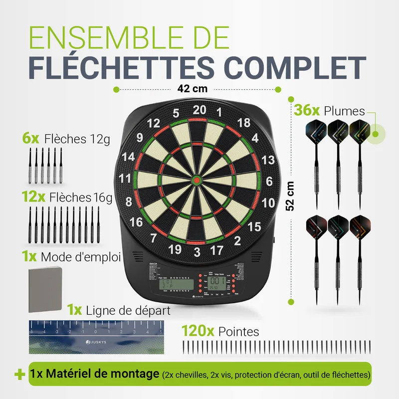 Cible de fléchettes électronique – 32 jeux