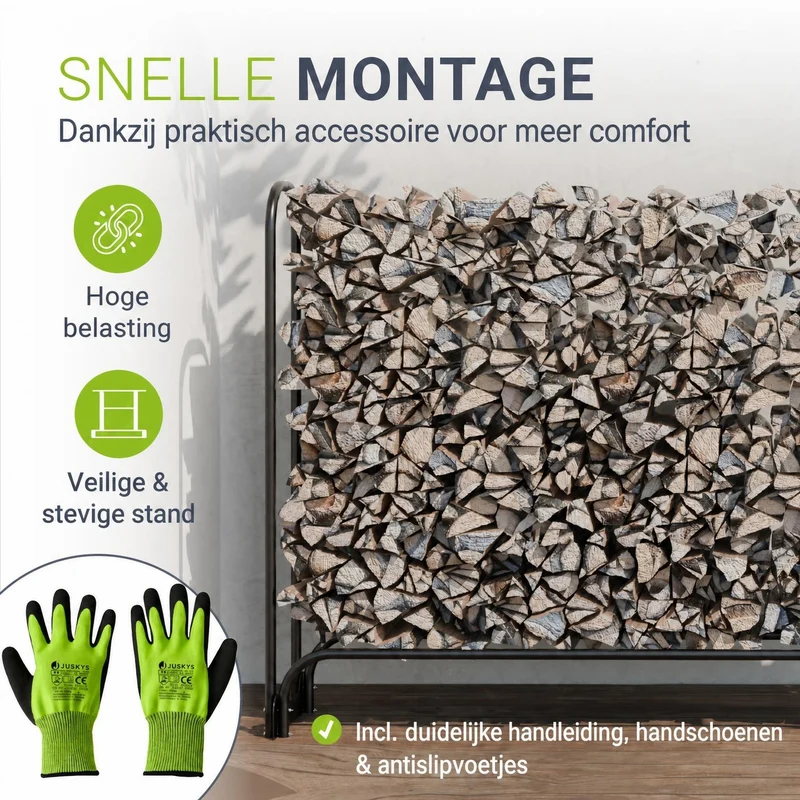 Range-bûches extérieur en acier noir – avec housse de protection Oxford
