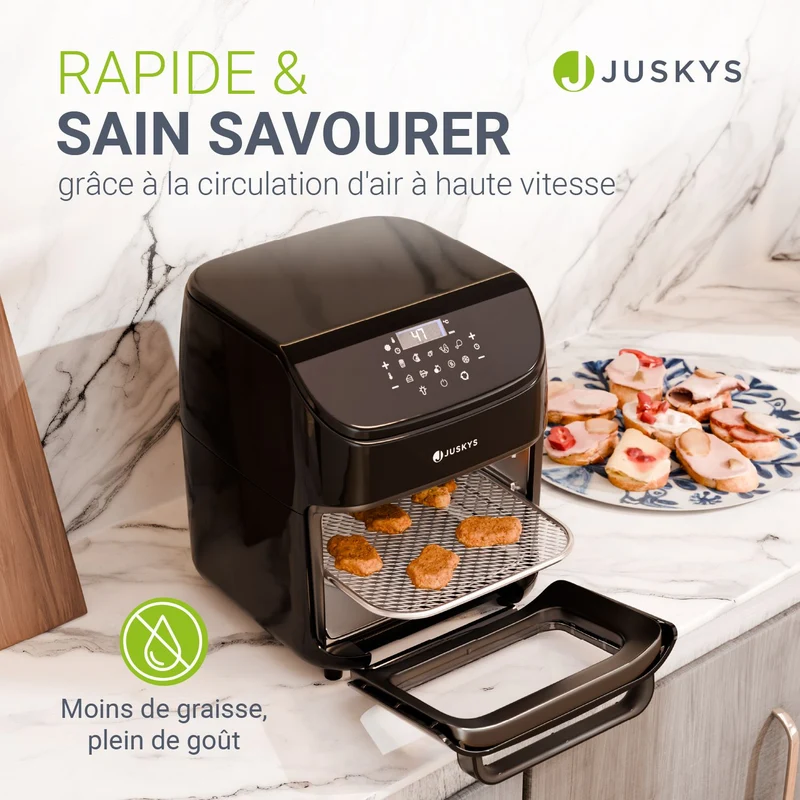 Friteuse sans huile 12 L à air chaud – 10 programmes, noir