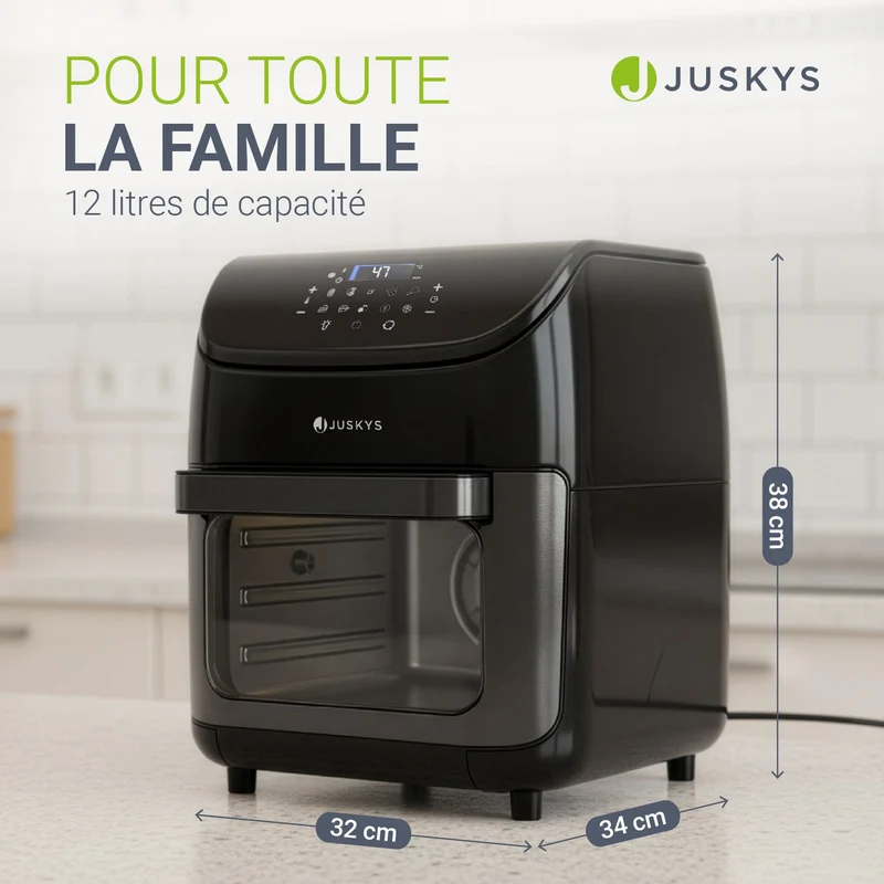 Friteuse sans huile 12 L à air chaud – 10 programmes, noir