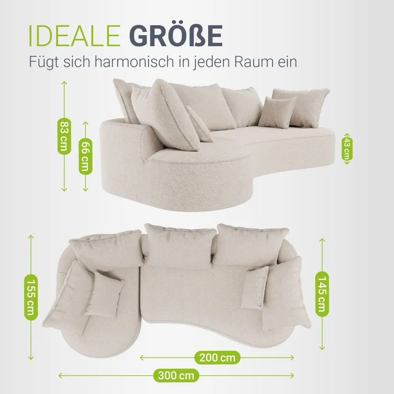 Canapé Tirano avec pouf et coussins décoratifs
