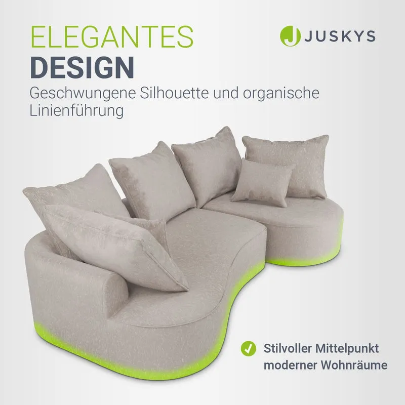 Canapé Tirano avec pouf et coussins décoratifs