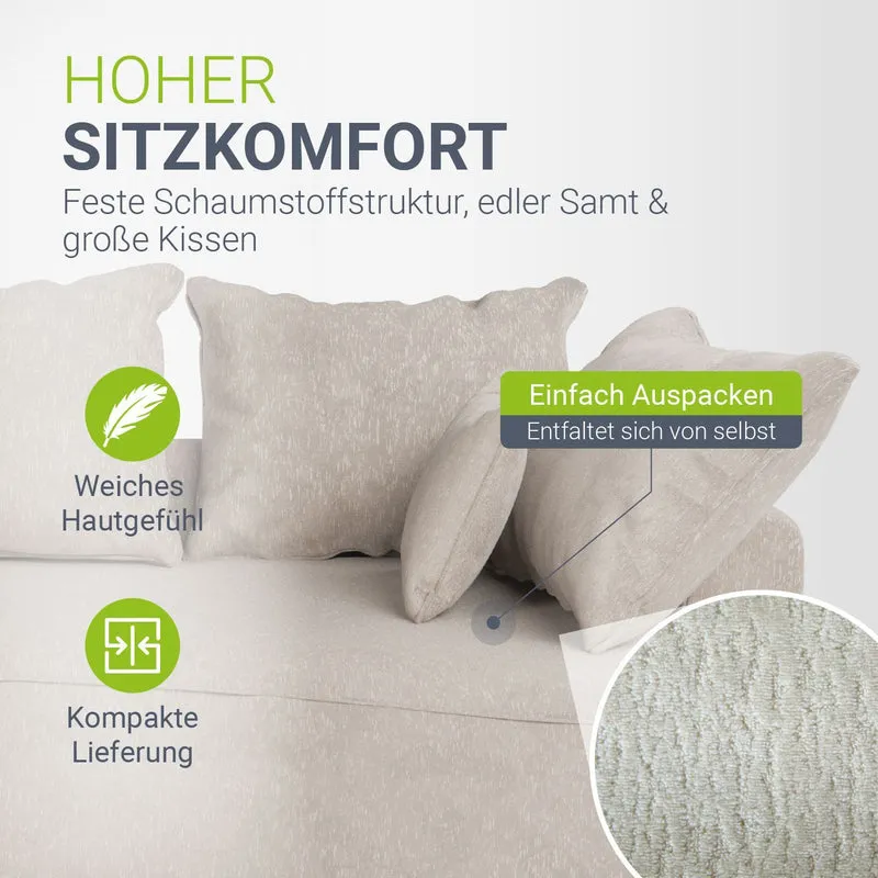 Canapé Tirano avec pouf et coussins décoratifs