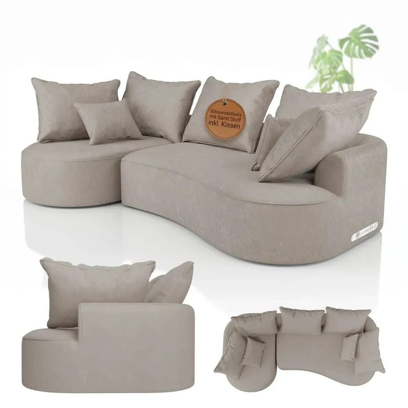 Canapé Tirano avec pouf et coussins décoratifs