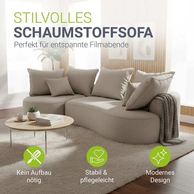 Canapé Tirano avec pouf et coussins décoratifs