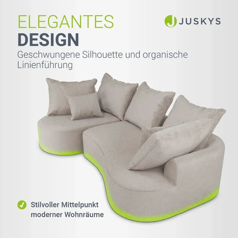 Canapé Tirano avec pouf et coussins décoratifs