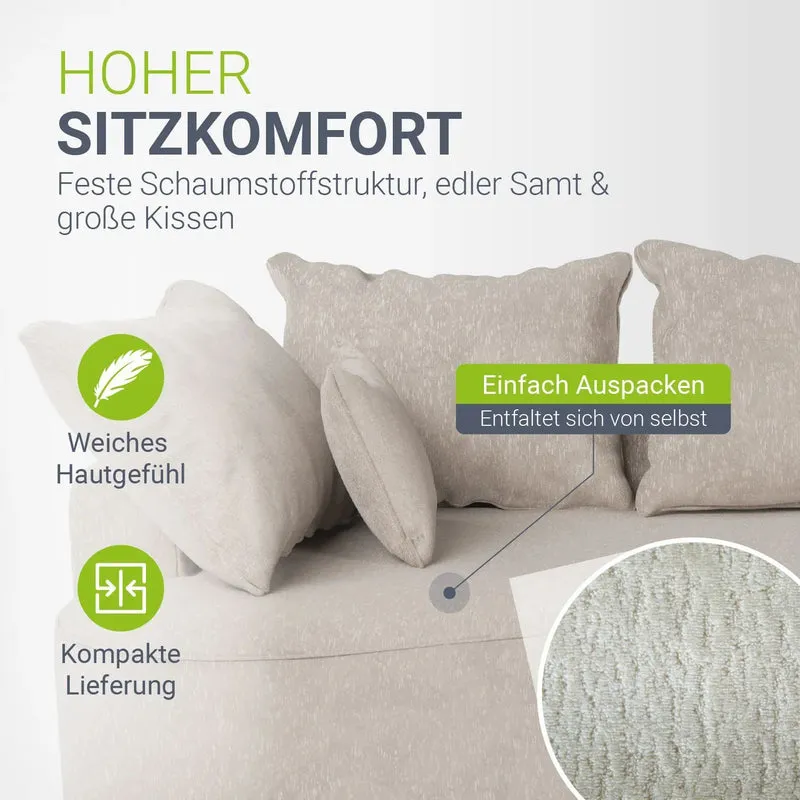 Canapé Tirano avec pouf et coussins décoratifs