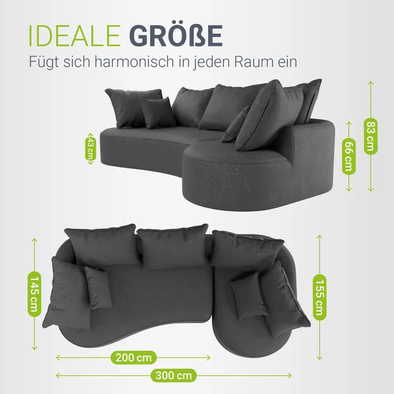 Canapé Tirano avec pouf et coussins décoratifs