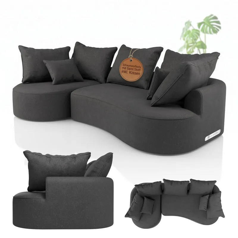 Canapé Tirano avec pouf et coussins décoratifs