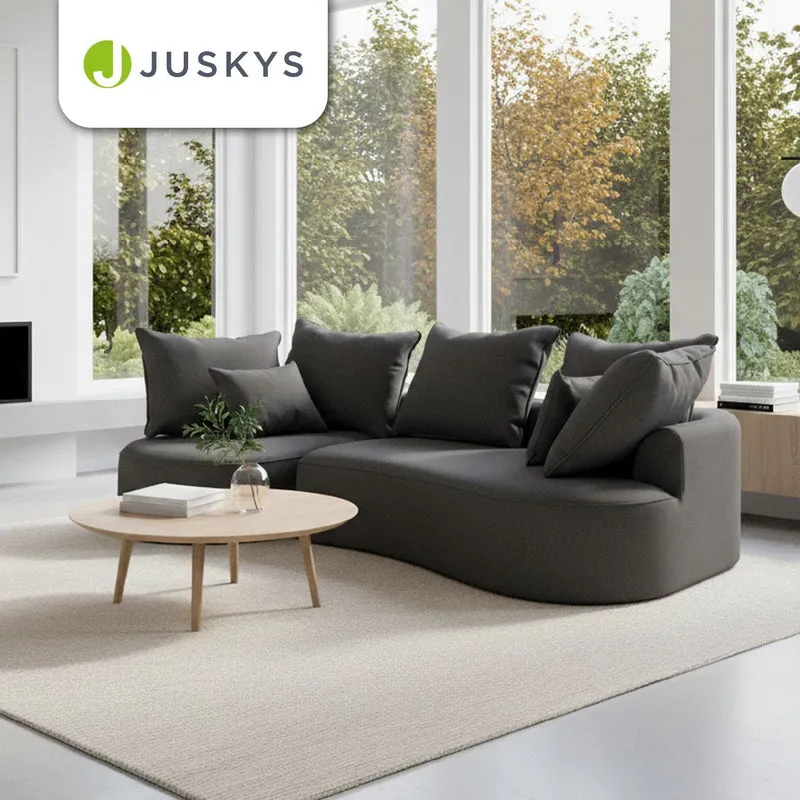 Canapé Tirano avec pouf et coussins décoratifs