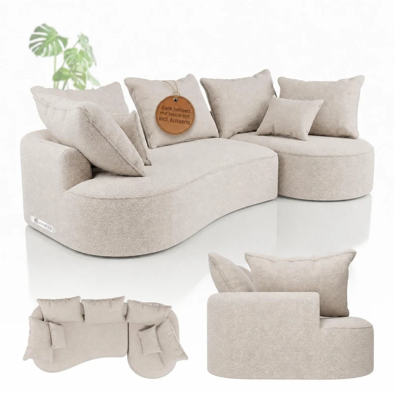 Canapé Tirano avec pouf et coussins décoratifs