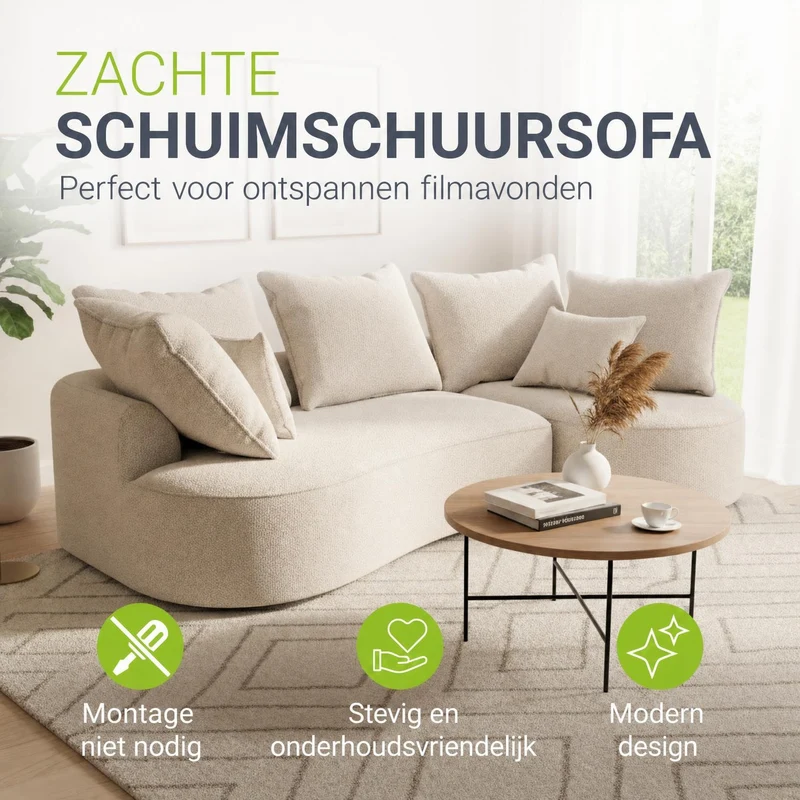 Canapé Tirano avec pouf et coussins décoratifs