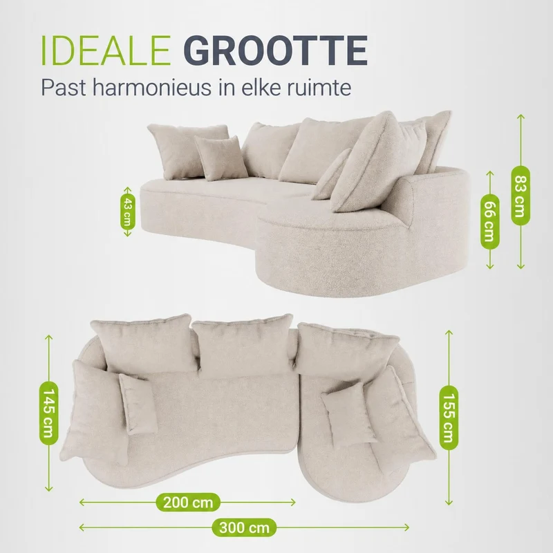 Canapé Tirano avec pouf et coussins décoratifs