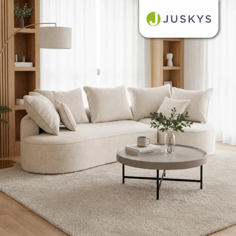 Canapé Tirano avec pouf et coussins décoratifs