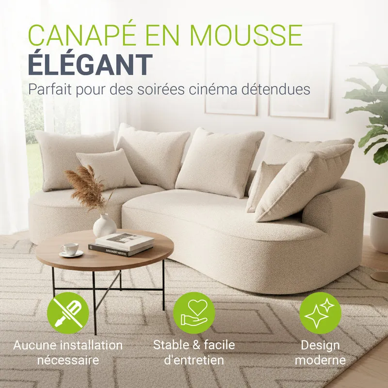 Canapé Tirano avec pouf et coussins décoratifs