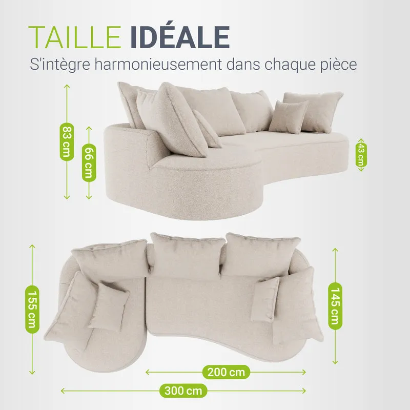 Canapé Tirano avec pouf et coussins décoratifs