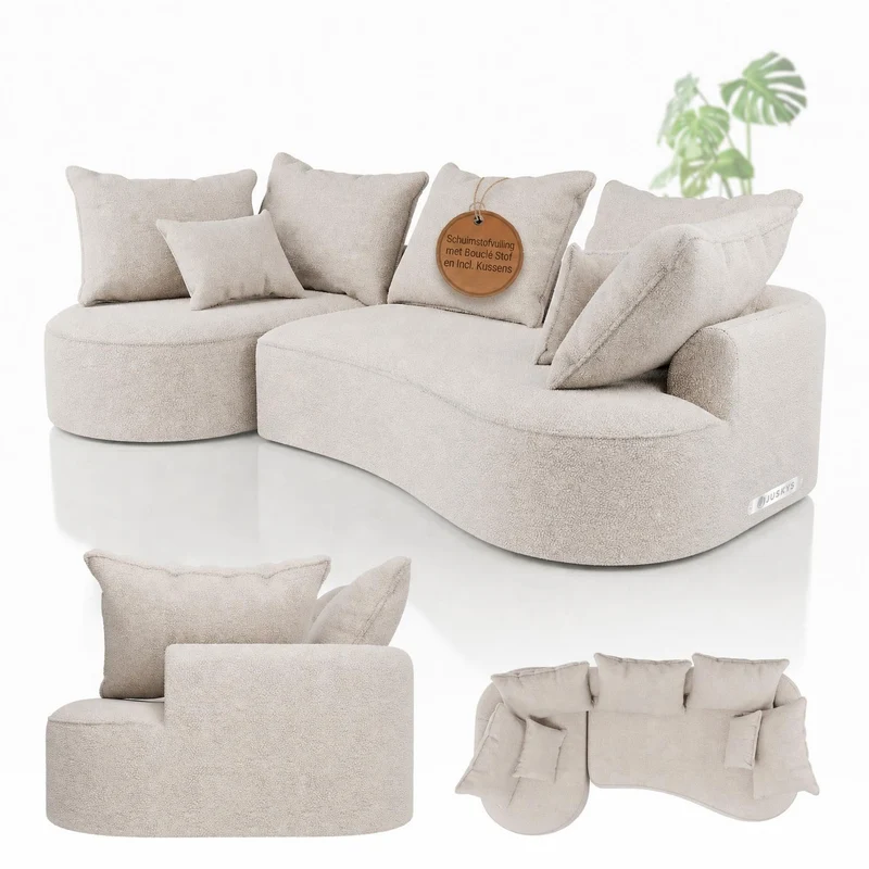Canapé Tirano avec pouf et coussins décoratifs