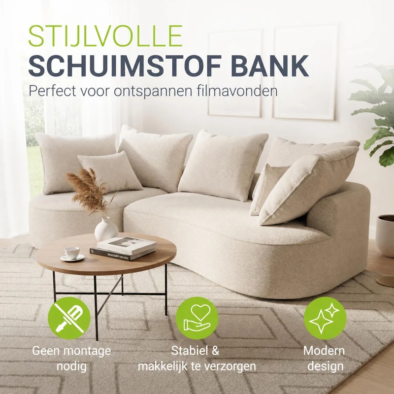 Canapé Tirano avec pouf et coussins décoratifs