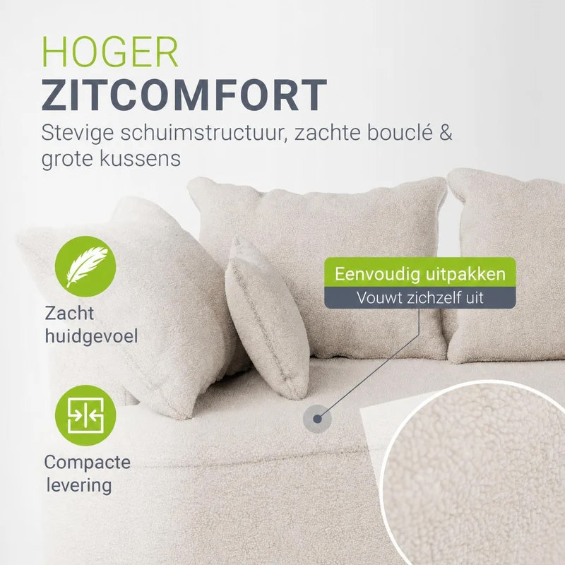 Canapé Tirano avec pouf et coussins décoratifs