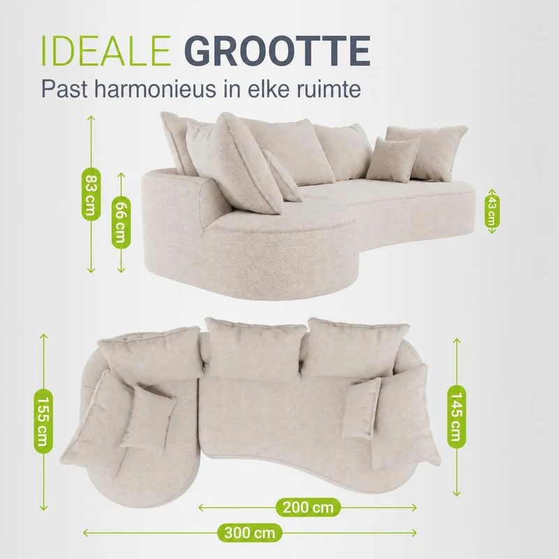Canapé Tirano avec pouf et coussins décoratifs