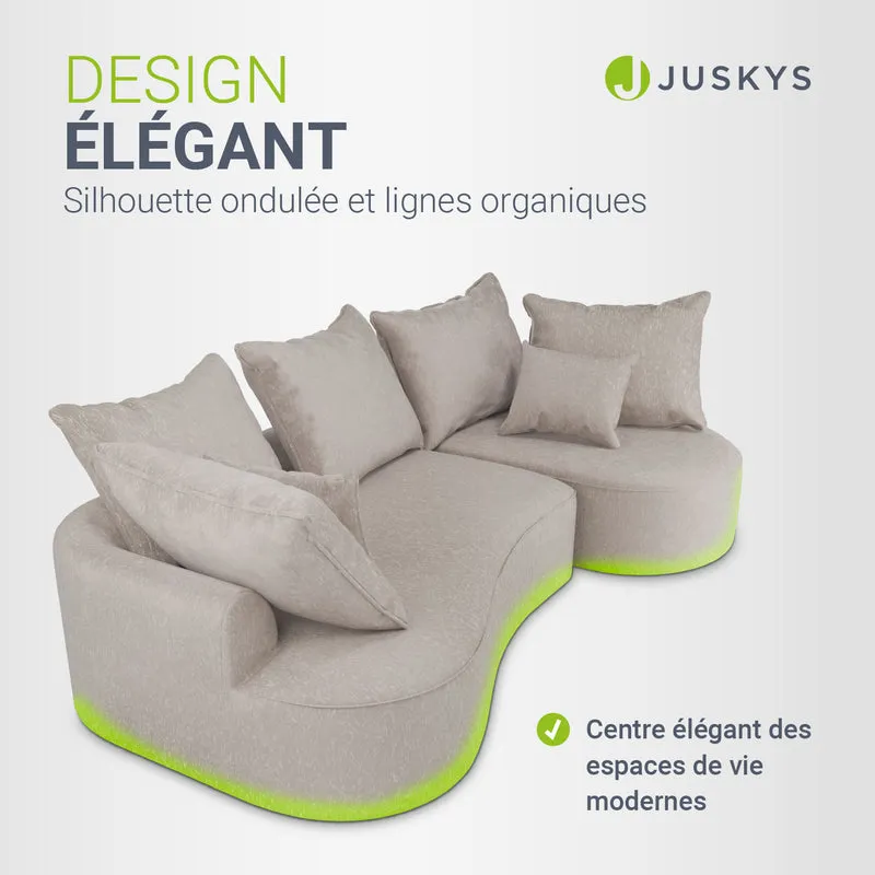 Canapé Tirano avec pouf et coussins décoratifs