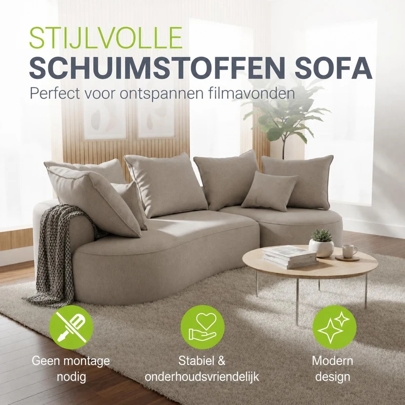 Canapé Tirano avec pouf et coussins décoratifs