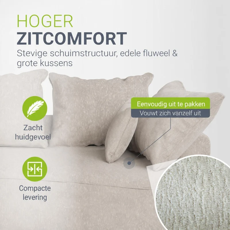 Canapé Tirano avec pouf et coussins décoratifs