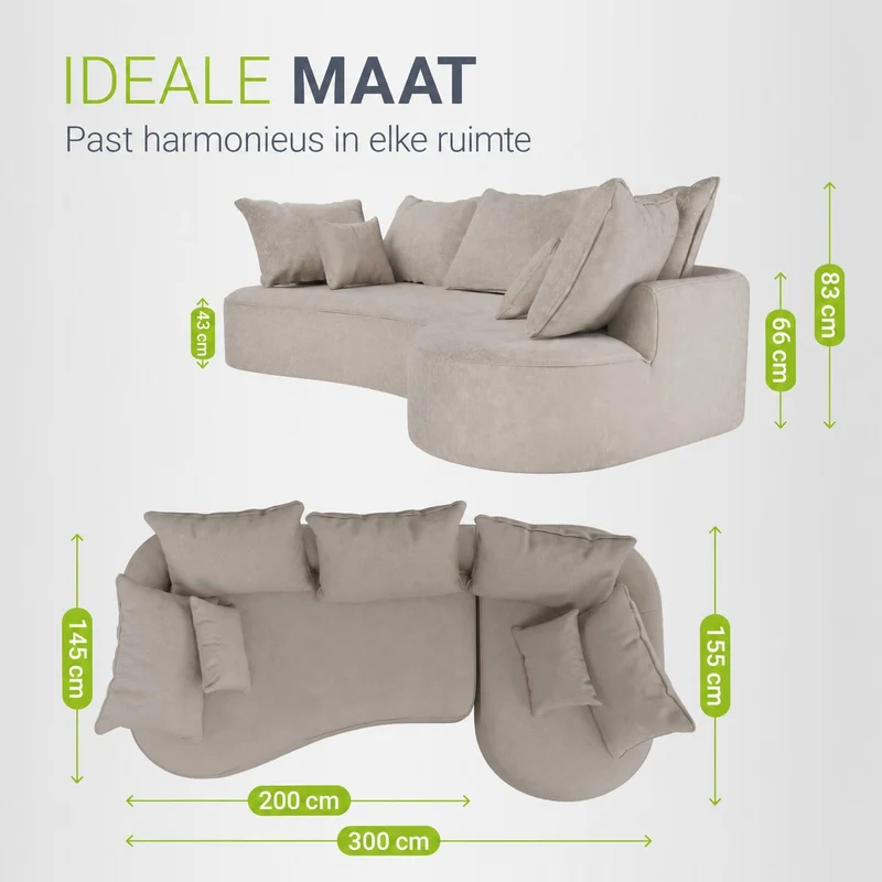 Canapé Tirano avec pouf et coussins décoratifs