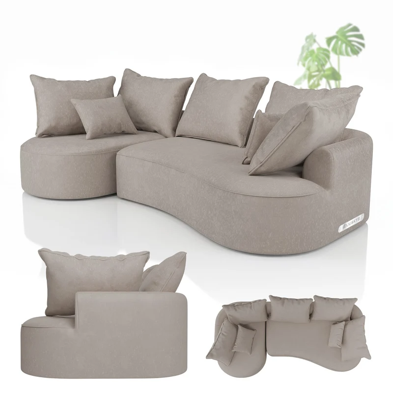 Canapé Tirano avec pouf et coussins décoratifs