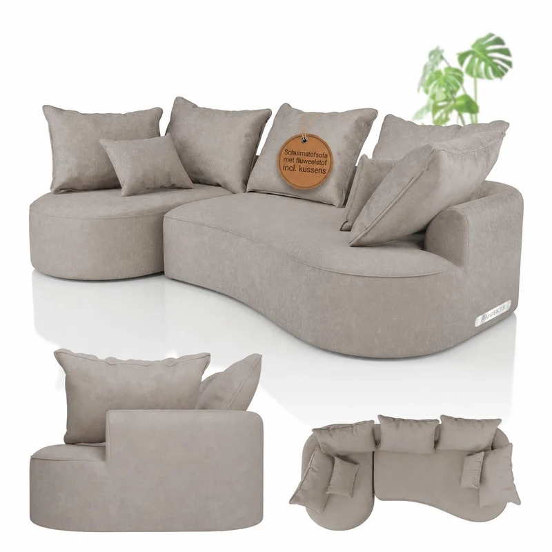 Canapé Tirano avec pouf et coussins décoratifs