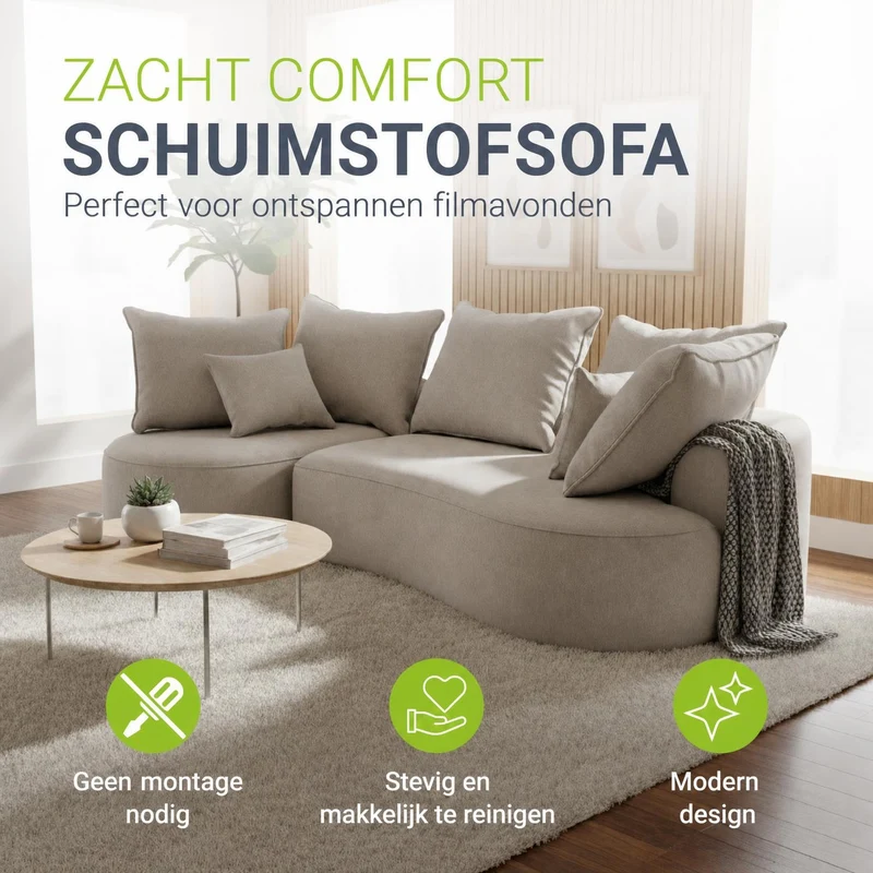 Canapé Tirano avec pouf et coussins décoratifs