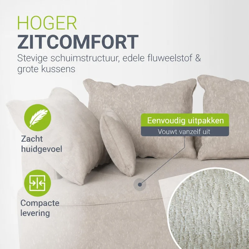 Canapé Tirano avec pouf et coussins décoratifs