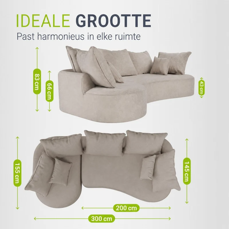 Canapé Tirano avec pouf et coussins décoratifs