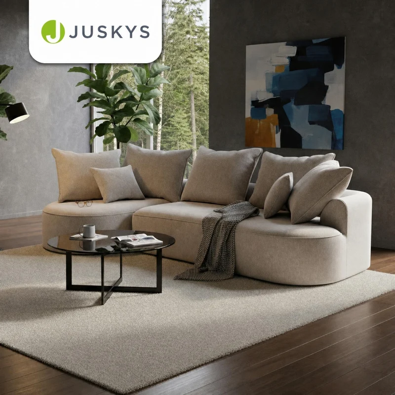 Canapé Tirano avec pouf et coussins décoratifs
