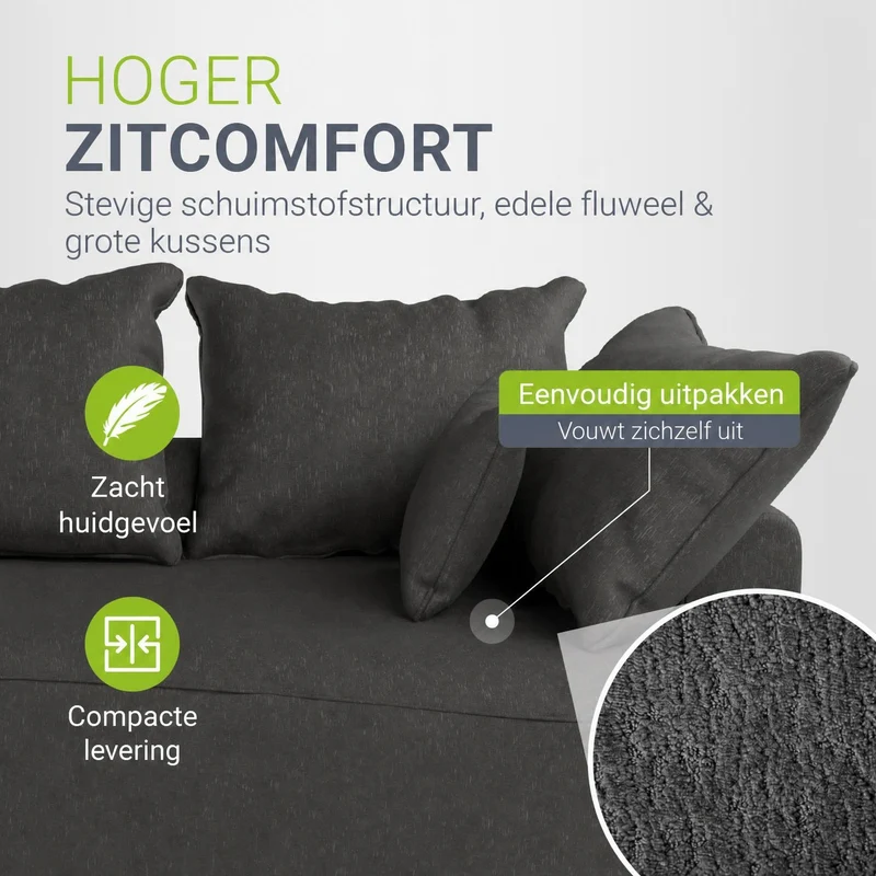 Canapé Tirano avec pouf et coussins décoratifs