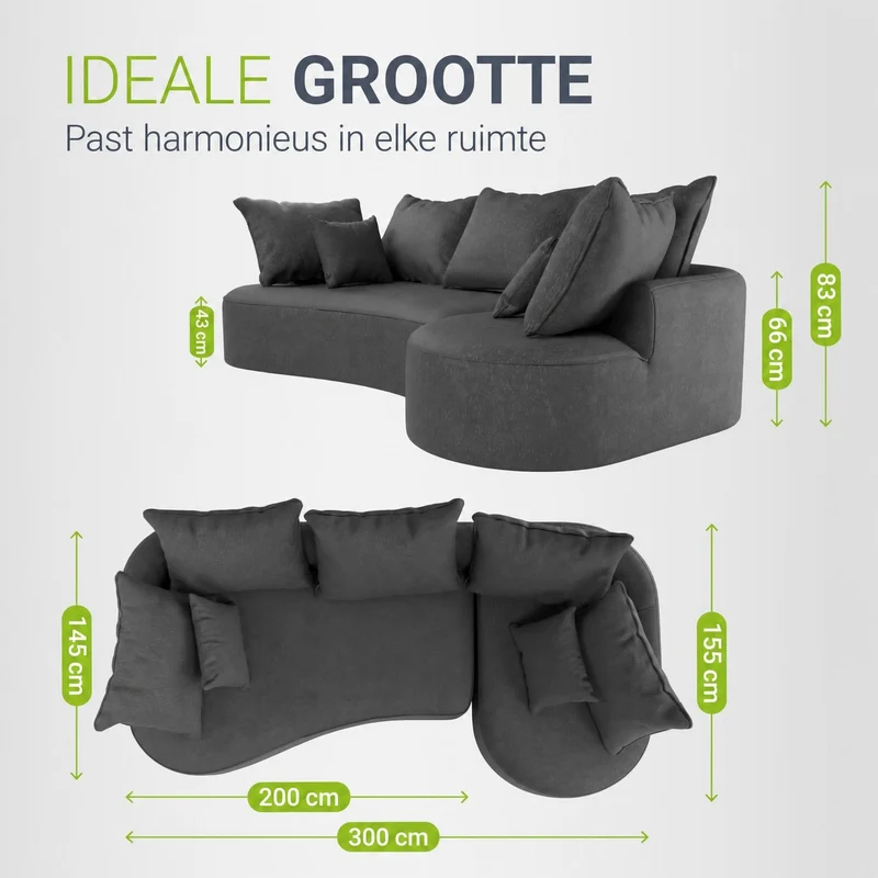 Canapé Tirano avec pouf et coussins décoratifs
