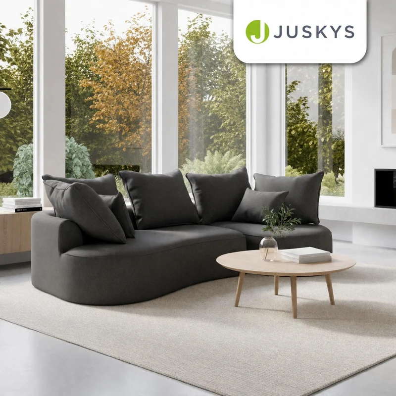 Canapé Tirano avec pouf et coussins décoratifs